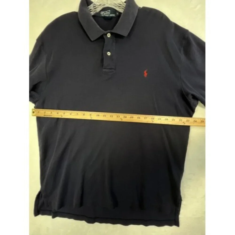 POLO by Ralph Lauren Mens L Polo Shirt‎ Blue Red Pony Soft